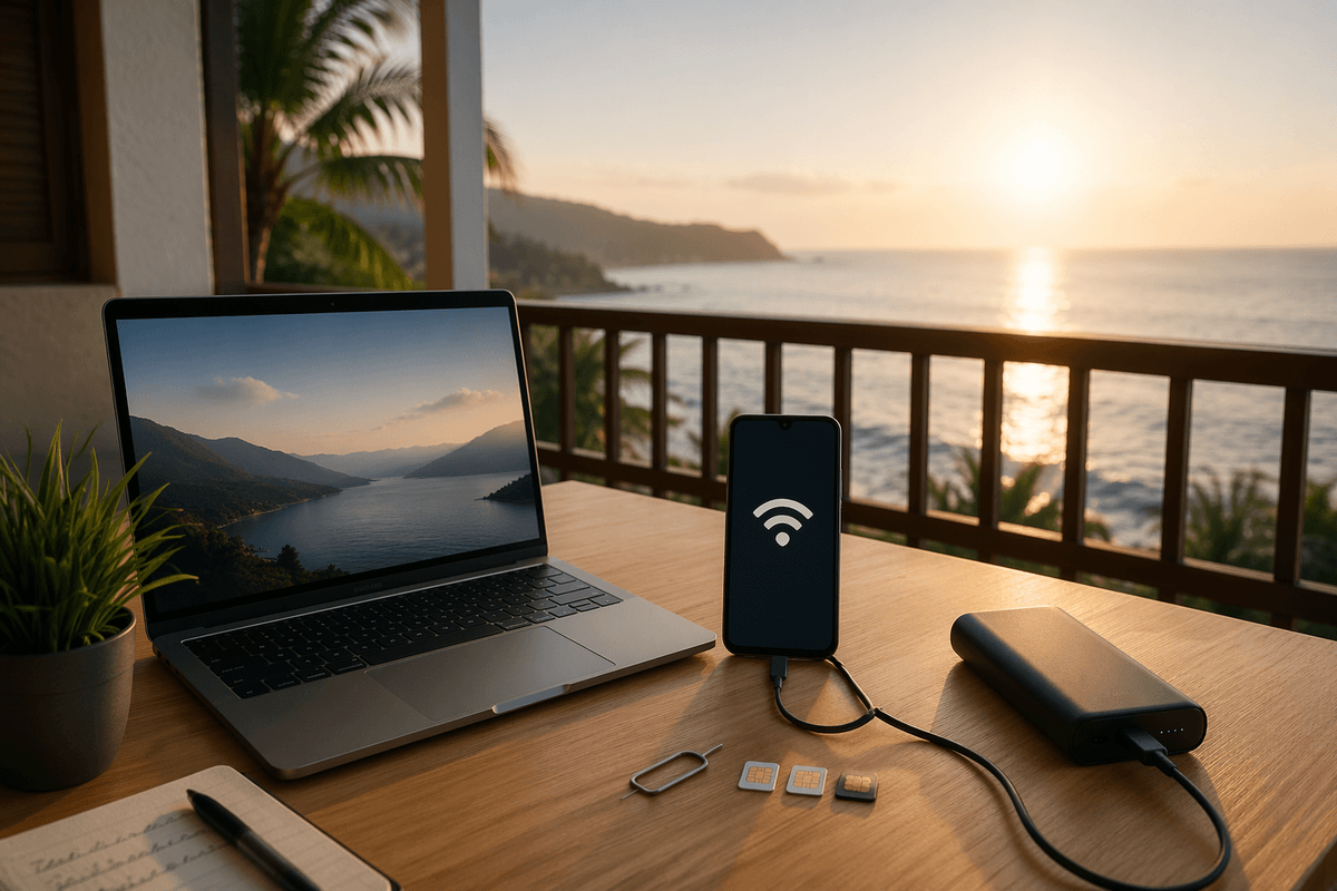 Internet, SIMs, and remote-work setup